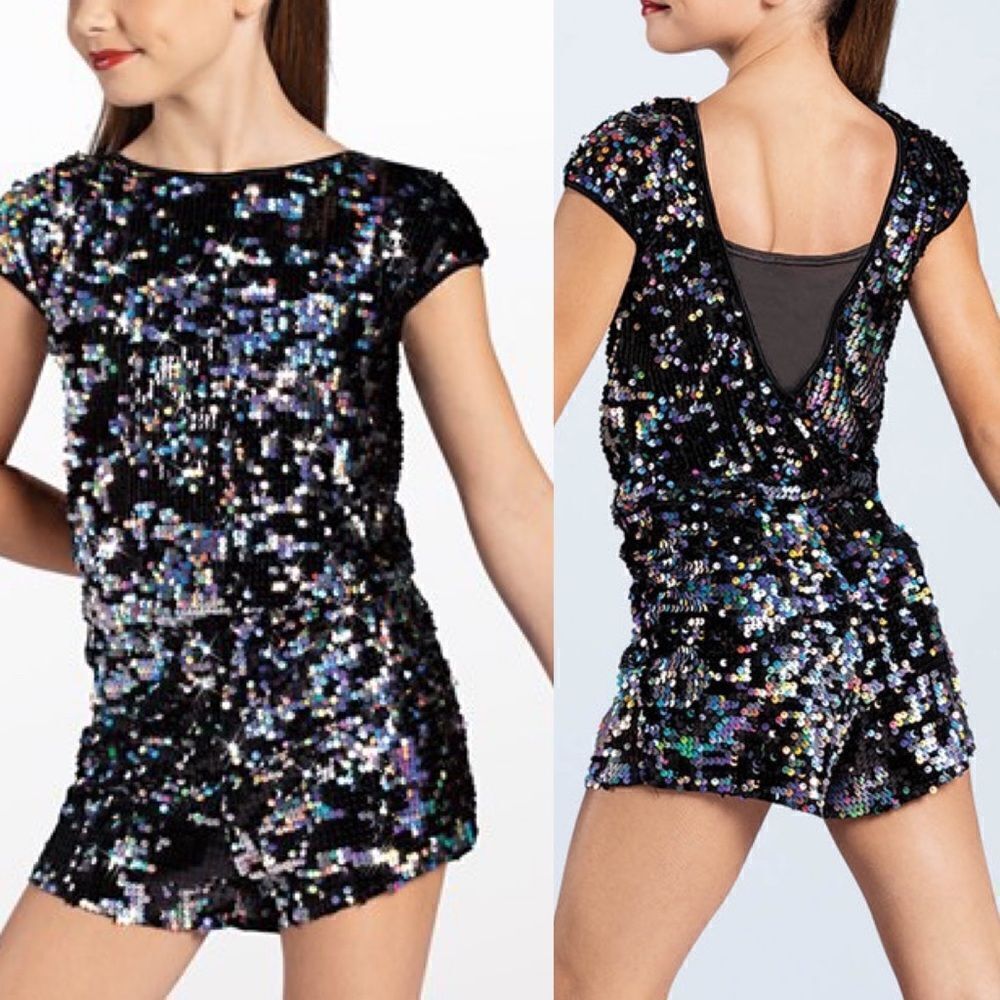WEISSMAN Dance Costume sequin leotard Hologram Ultra Sparkle Romper SQ12140 SA